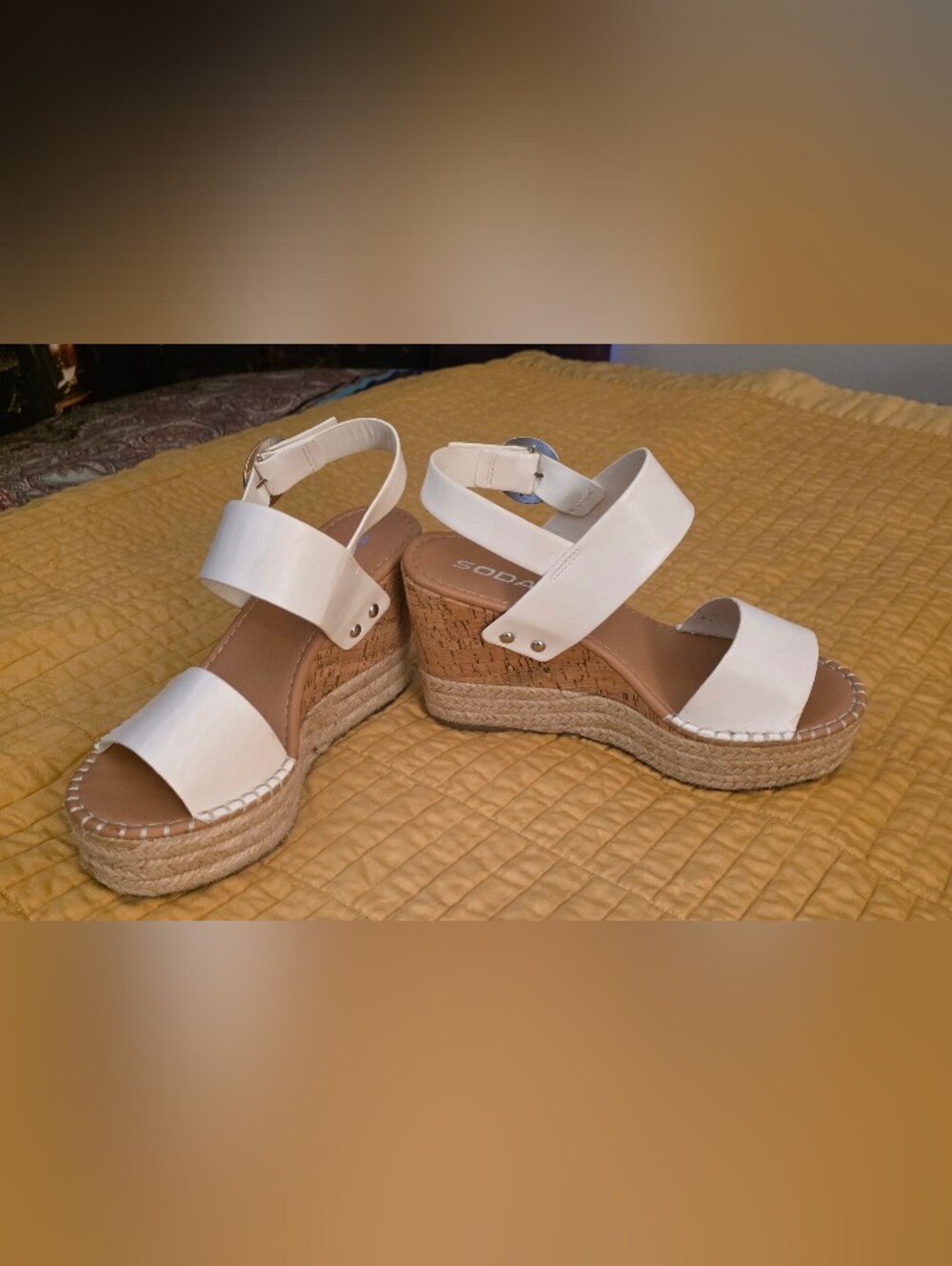 Soda White Espadrille Platform Wedge Sandals Size 8.5